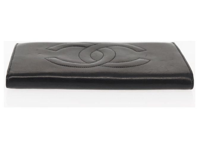 CHANEL Langer Geldbeutel aus Lammleder Schwarz CC Auth am9206 - Ansicht 6