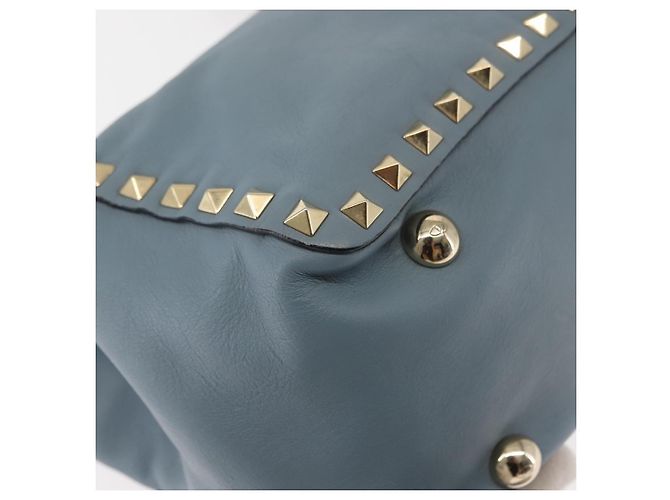 VALENTINO Borsa a mano in pelle 2 in 1 Blu Oro Auth BA6602 D'oro - vista 10