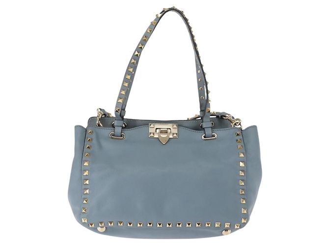 VALENTINO Borsa a mano in pelle 2 in 1 Blu Oro Auth BA6602 D'oro - vista 13