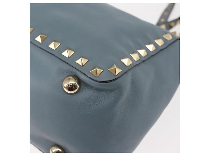 VALENTINO Borsa a mano in pelle 2 in 1 Blu Oro Auth BA6602 D'oro - vista 15