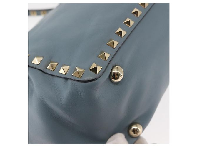 VALENTINO Borsa a mano in pelle 2 in 1 Blu Oro Auth BA6602 D'oro - vista 16
