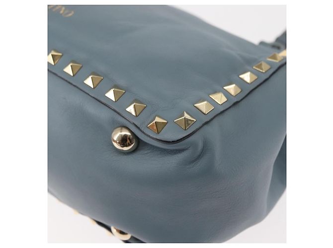 VALENTINO Borsa a mano in pelle 2 in 1 Blu Oro Auth BA6602 D'oro - vista 17