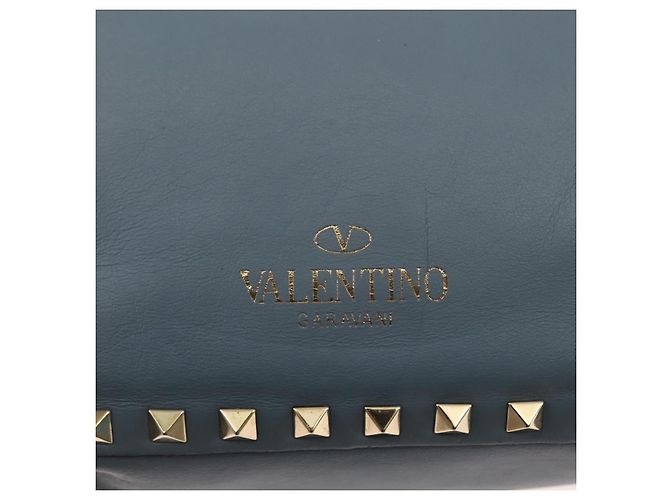 VALENTINO Borsa a mano in pelle 2 in 1 Blu Oro Auth BA6602 D'oro - vista 18