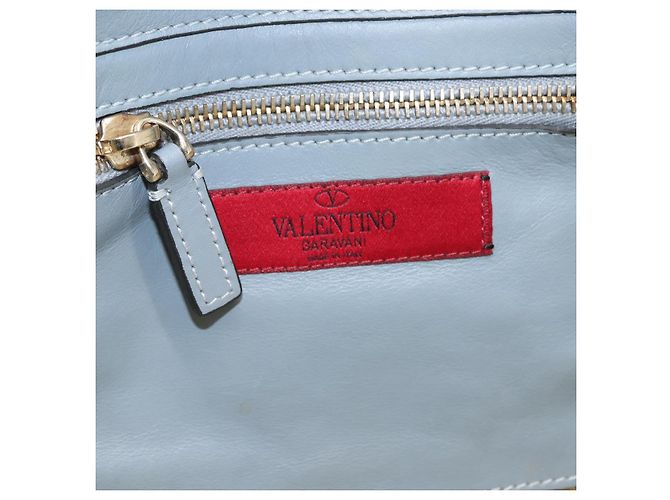 VALENTINO Borsa a mano in pelle 2 in 1 Blu Oro Auth BA6602 D'oro - vista 19