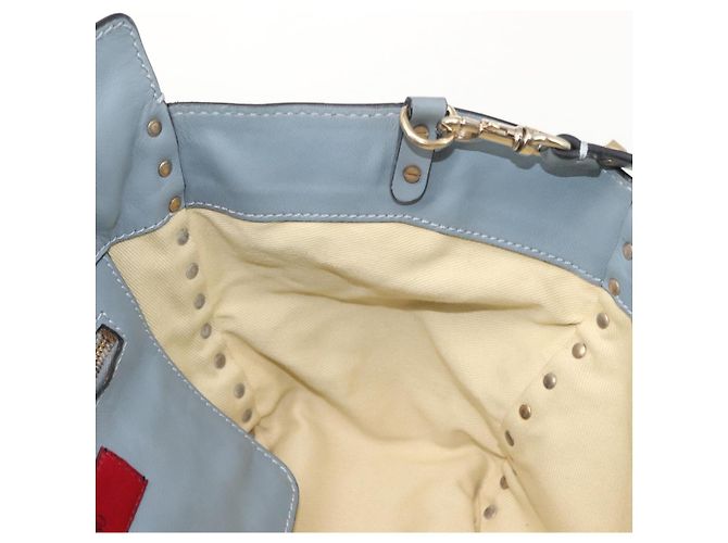 VALENTINO Borsa a mano in pelle 2 in 1 Blu Oro Auth BA6602 D'oro - vista 20