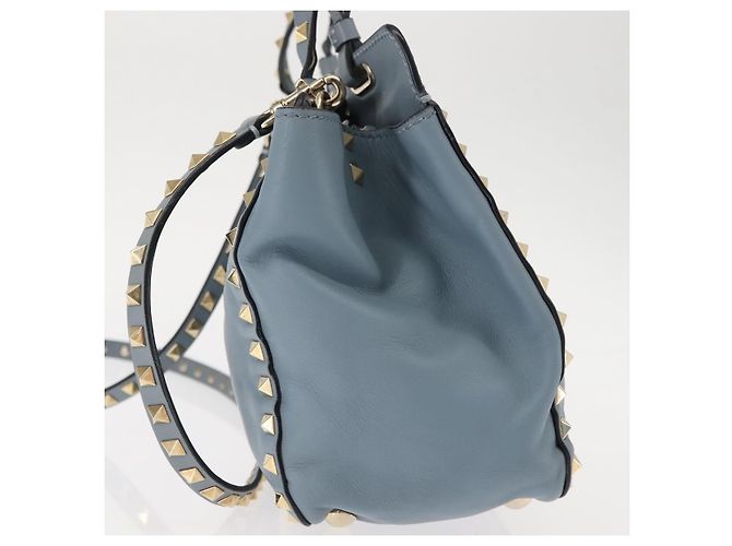 VALENTINO Borsa a mano in pelle 2 in 1 Blu Oro Auth BA6602 D'oro - vista 3