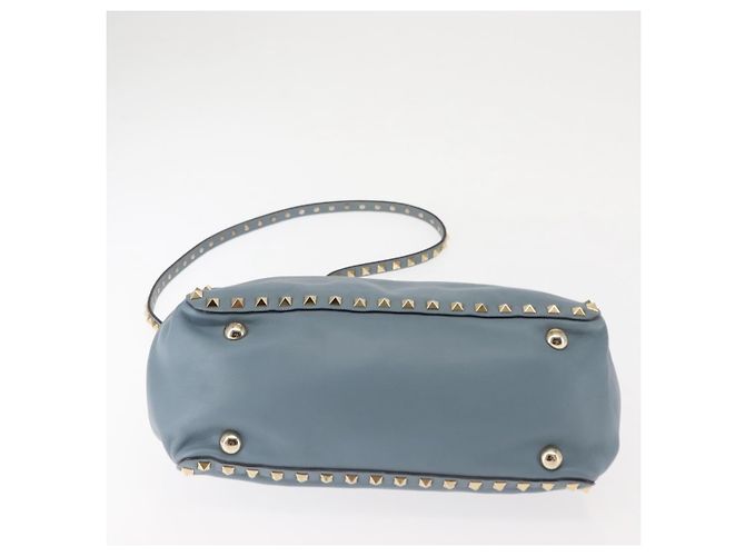 VALENTINO Borsa a mano in pelle 2 in 1 Blu Oro Auth BA6602 D'oro - vista 5