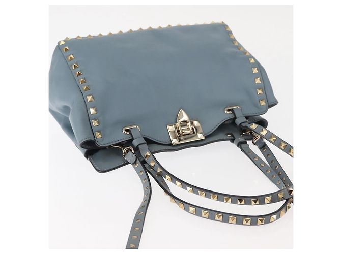 VALENTINO Borsa a mano in pelle 2 in 1 Blu Oro Auth BA6602 D'oro - vista 6