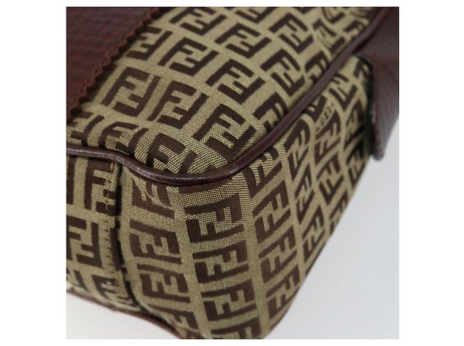 FENDI Zucchino Canvas Tote Bag Braun Gold Auth 146282 Golden - Ansicht 15