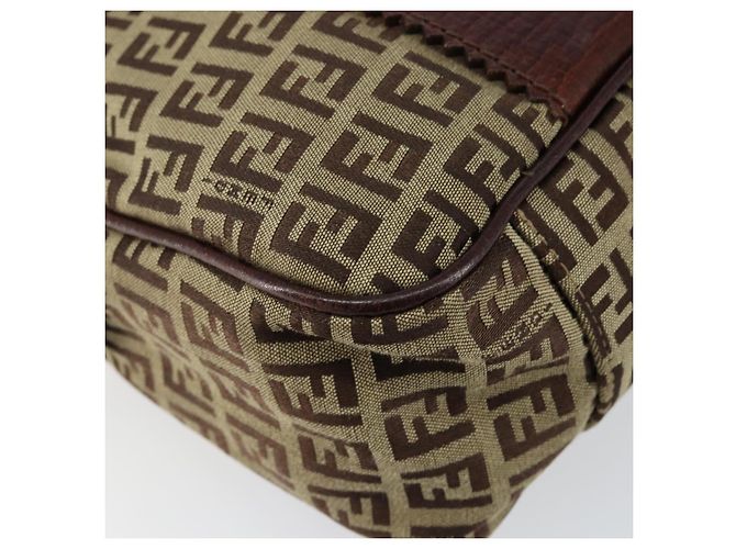 FENDI Zucchino Canvas Tote Bag Braun Gold Auth 146282 Golden - Ansicht 16