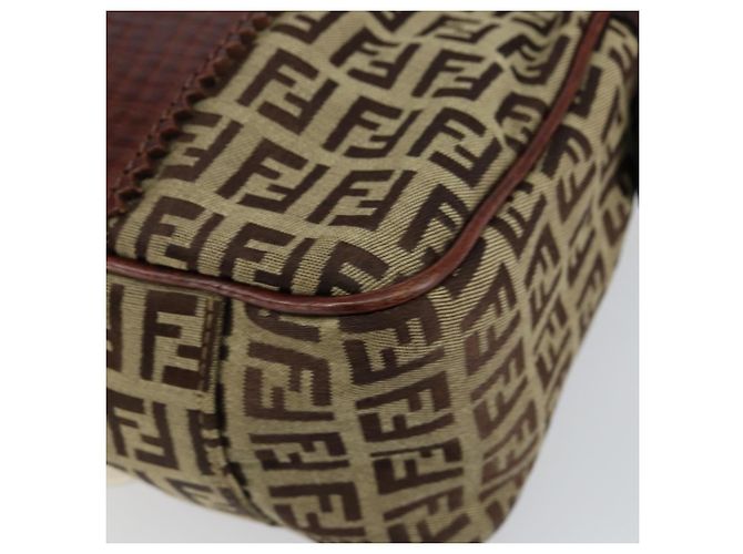 FENDI Zucchino Canvas Tote Bag Braun Gold Auth 146282 Golden - Ansicht 17