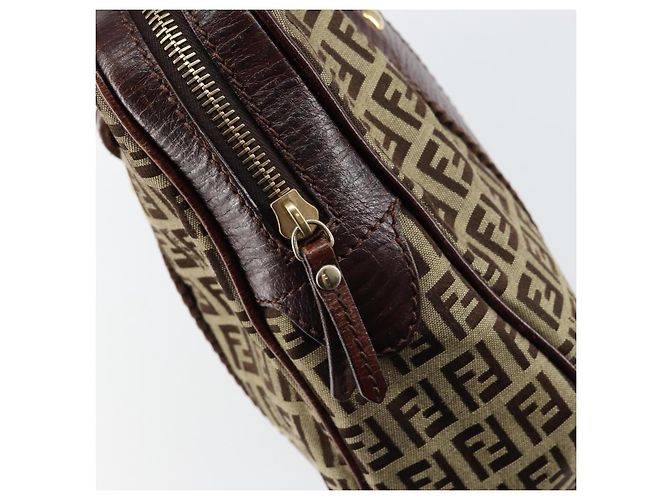 FENDI Zucchino Canvas Tote Bag Braun Gold Auth 146282 Golden - Ansicht 18