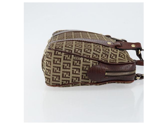 FENDI Zucchino Canvas Tote Bag Braun Gold Auth 146282 Golden - Ansicht 3