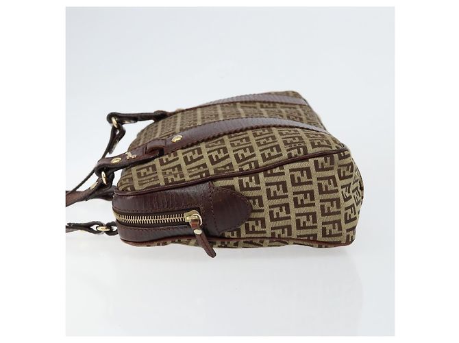 FENDI Zucchino Canvas Tote Bag Braun Gold Auth 146282 Golden - Ansicht 4