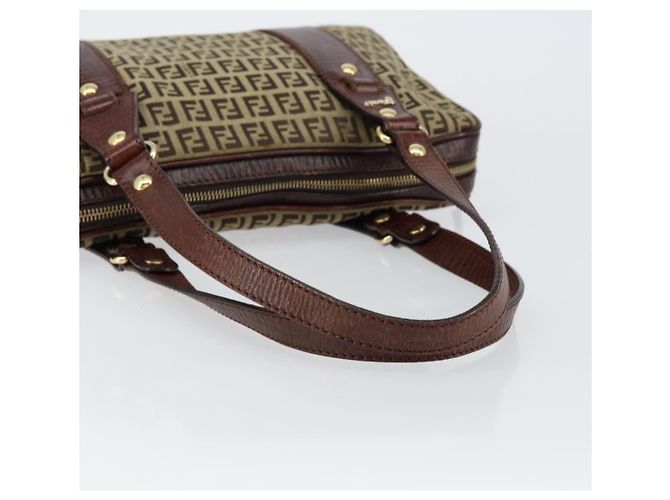 FENDI Zucchino Canvas Tote Bag Braun Gold Auth 146282 Golden - Ansicht 7