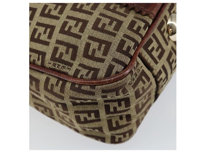 FENDI Zucchino Canvas Tote Bag Braun Gold Auth 146282 Golden - Ansicht 8