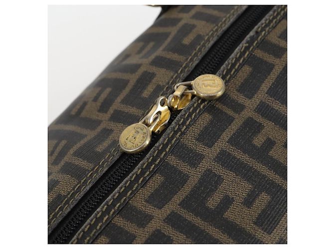Borsa Boston in tela Zucca FENDI PVC nera e marrone Auth 144233 Nero - vista 10