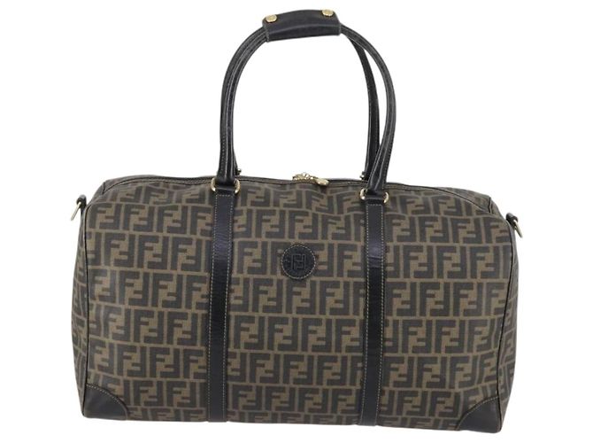 Borsa Boston in tela Zucca FENDI PVC nera e marrone Auth 144233 Nero - vista 13