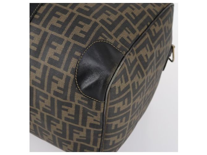 Borsa Boston in tela Zucca FENDI PVC nera e marrone Auth 144233 Nero - vista 14