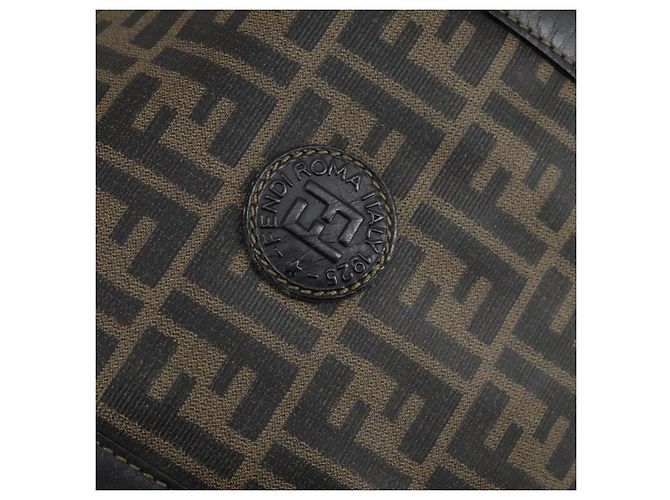 Borsa Boston in tela Zucca FENDI PVC nera e marrone Auth 144233 Nero - vista 17