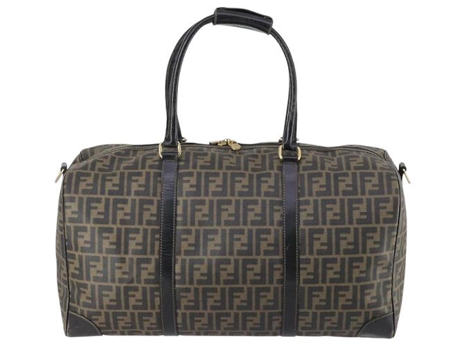 Borsa Boston in tela Zucca FENDI PVC nera e marrone Auth 144233 Nero - vista 2