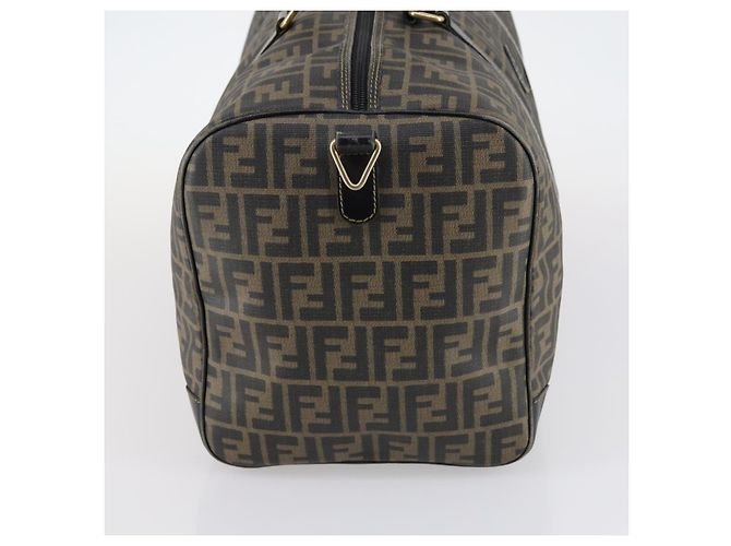 Borsa Boston in tela Zucca FENDI PVC nera e marrone Auth 144233 Nero - vista 4