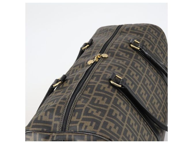 Borsa Boston in tela Zucca FENDI PVC nera e marrone Auth 144233 Nero - vista 6