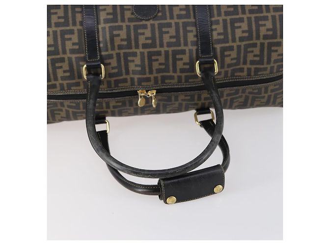 Borsa Boston in tela Zucca FENDI PVC nera e marrone Auth 144233 Nero - vista 7