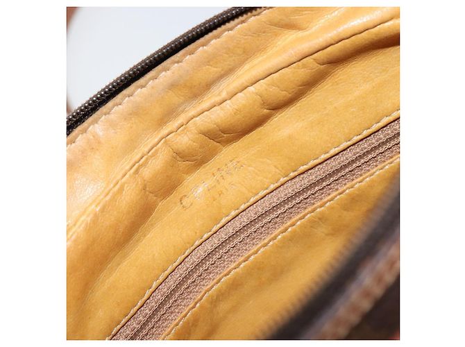 Céline Borsa a Spalla in Tela Macadam CELINE in Pelle PVC Marrone Oro Auth 153388 D'oro - vista 11