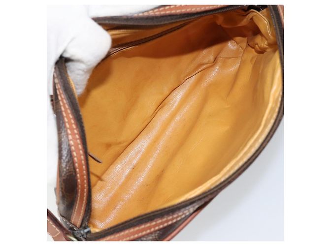 Céline Borsa a Spalla in Tela Macadam CELINE in Pelle PVC Marrone Oro Auth 153388 D'oro - vista 12