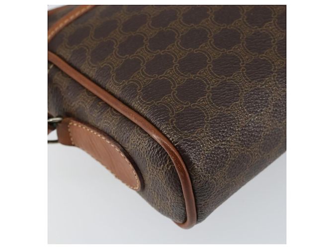 Céline Borsa a Spalla in Tela Macadam CELINE in Pelle PVC Marrone Oro Auth 153388 D'oro - vista 16