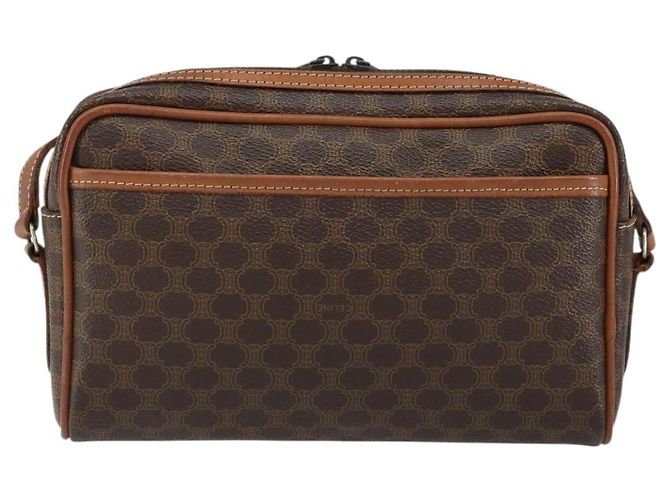 Céline Borsa a Spalla in Tela Macadam CELINE in Pelle PVC Marrone Oro Auth 153388 D'oro - vista 2