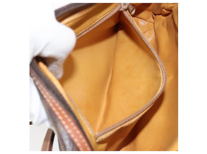 Céline Borsa a Spalla in Tela Macadam CELINE in Pelle PVC Marrone Oro Auth 153388 D'oro - vista 21