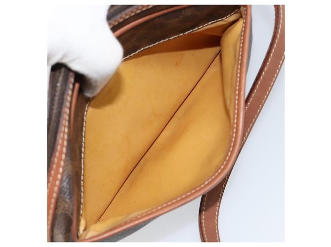 Céline Borsa a Spalla in Tela Macadam CELINE in Pelle PVC Marrone Oro Auth 153388 D'oro - vista 22