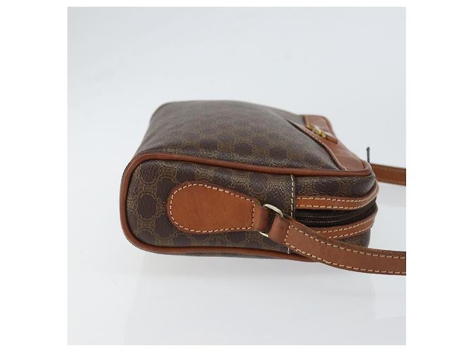 Céline Borsa a Spalla in Tela Macadam CELINE in Pelle PVC Marrone Oro Auth 153388 D'oro - vista 3