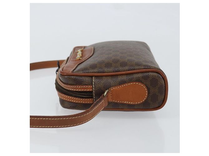 Céline Borsa a Spalla in Tela Macadam CELINE in Pelle PVC Marrone Oro Auth 153388 D'oro - vista 4