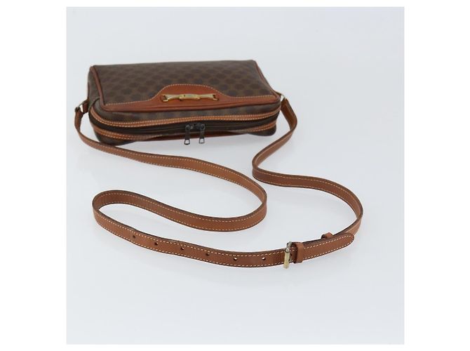 Céline Borsa a Spalla in Tela Macadam CELINE in Pelle PVC Marrone Oro Auth 153388 D'oro - vista 7