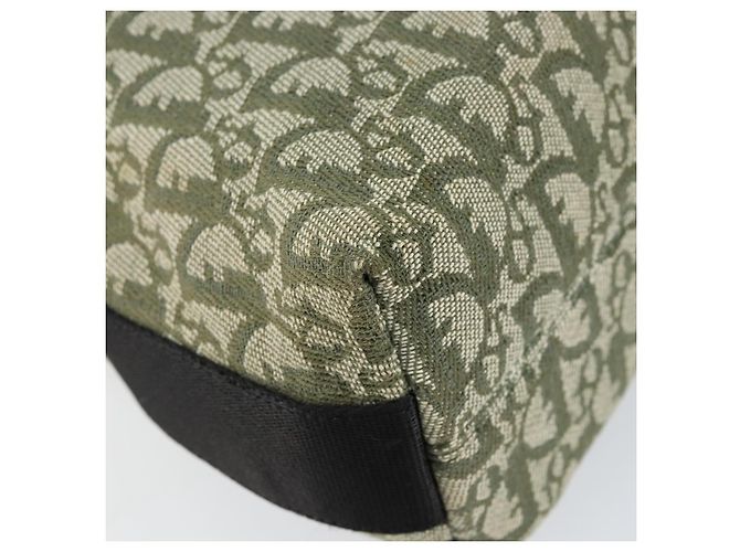Borsa a Spalla in Tela Trotter Christian Dior Verde Argento Auth SW1847 - vista 11