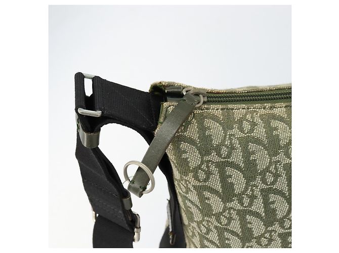 Borsa a Spalla in Tela Trotter Christian Dior Verde Argento Auth SW1847 - vista 14