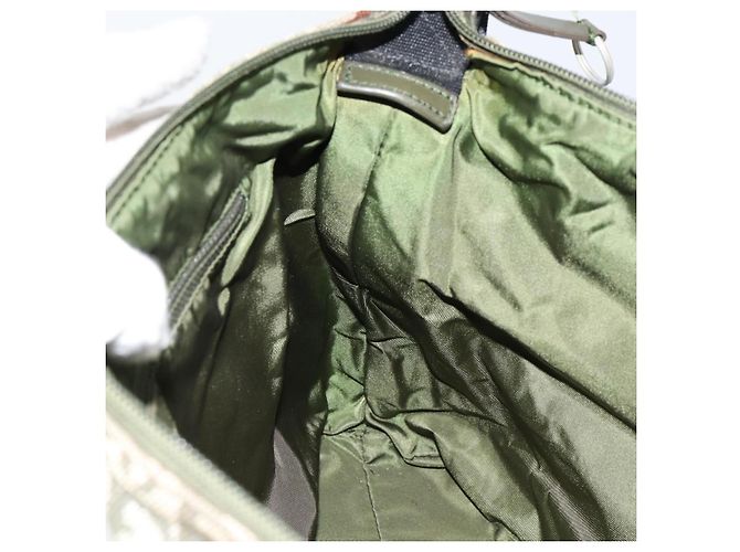 Borsa a Spalla in Tela Trotter Christian Dior Verde Argento Auth SW1847 - vista 17