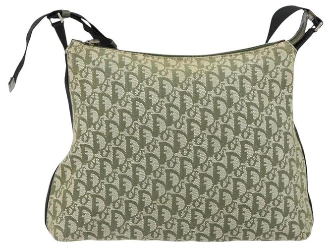 Borsa a Spalla in Tela Trotter Christian Dior Verde Argento Auth SW1847 - vista 2