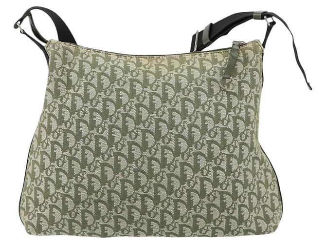 Borsa a Spalla in Tela Trotter Christian Dior Verde Argento Auth SW1847 - vista 3