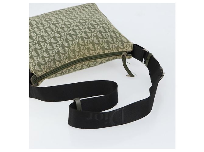 Borsa a Spalla in Tela Trotter Christian Dior Verde Argento Auth SW1847 - vista 7