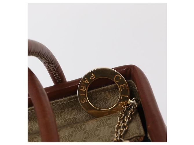 Céline Borsa a mano circolare in tela Macadam CELINE PVC beige oro Auth 153361 D'oro - Ansicht 10