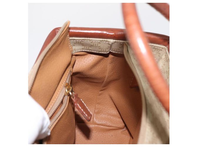 Céline Borsa a mano circolare in tela Macadam CELINE PVC beige oro Auth 153361 D'oro - Ansicht 20