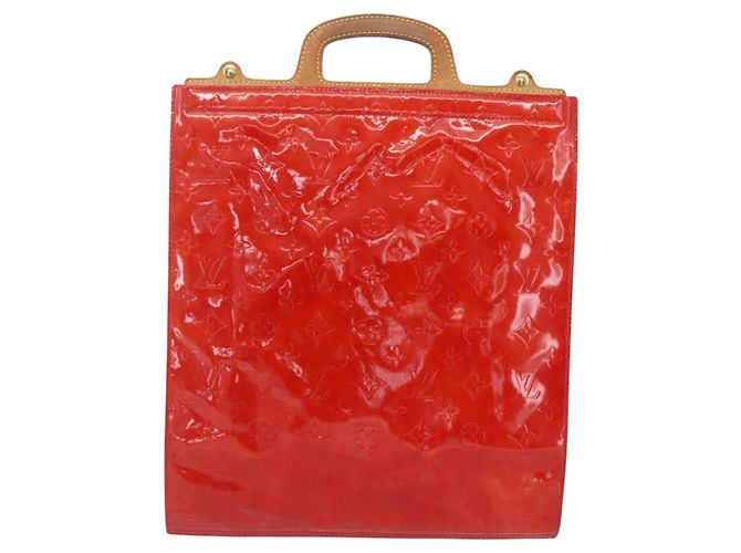 LOUIS VUITTON Borsa Tote Stanton Monogram Vernis Rossa M91078 LV Auth 153523 Rosso - vista 13