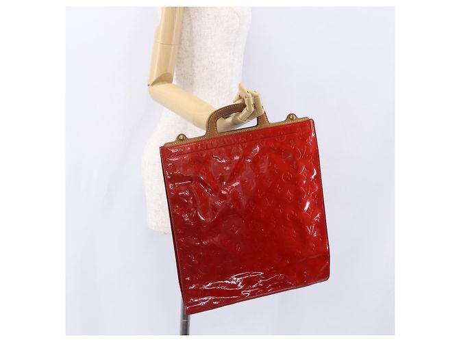 LOUIS VUITTON Borsa Tote Stanton Monogram Vernis Rossa M91078 LV Auth 153523 Rosso - vista 19