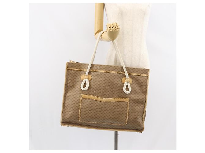 GUCCI Micro GG Supreme Tote Bag aus PVC Beige Gold Auth am9689 Golden - Ansicht 23