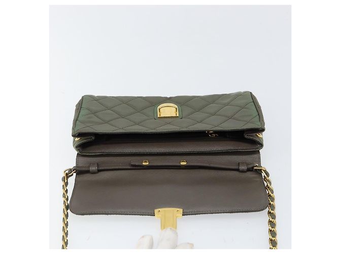 PRADA Borsa a Spalla con Catena Nylon Kaki Oro Auth 153389 D'oro Cachi - vista 10