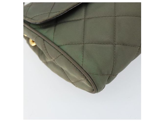 PRADA Borsa a Spalla con Catena Nylon Kaki Oro Auth 153389 D'oro Cachi - vista 14